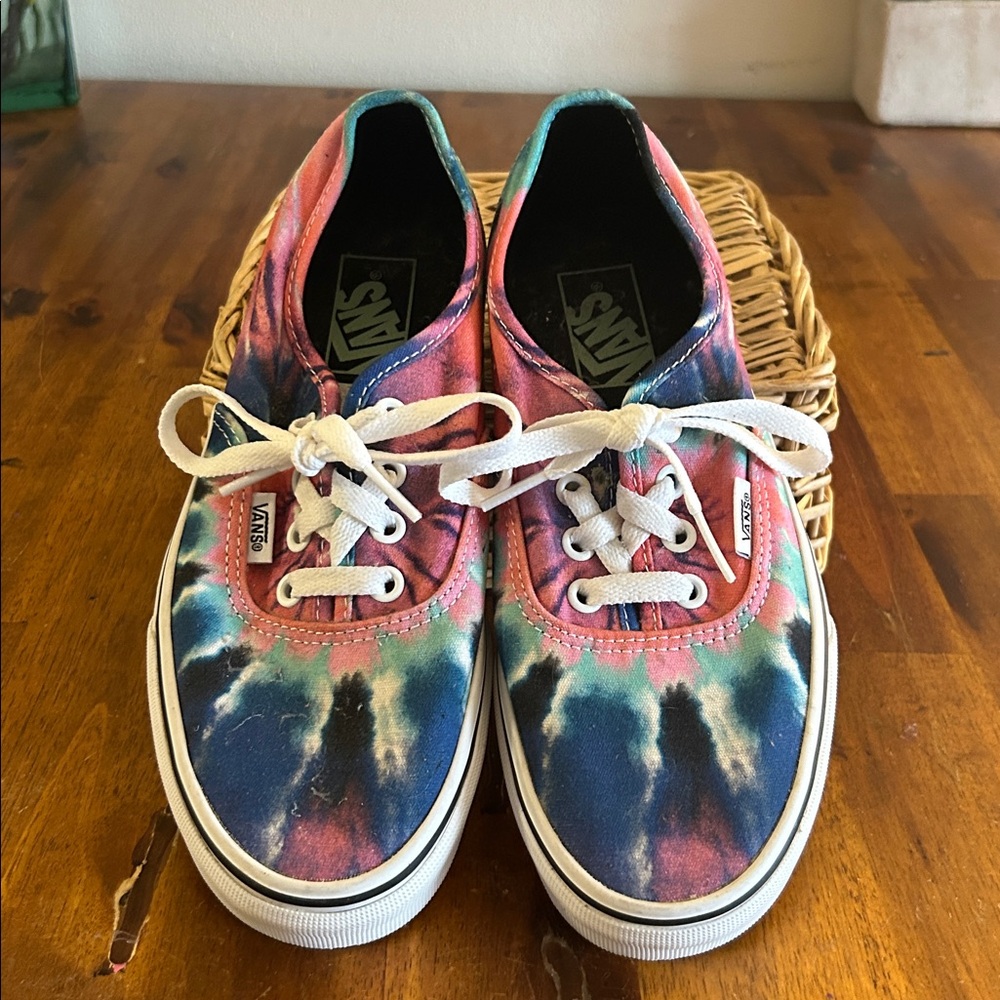 Vans Authentic Tie  Dye Colorful Canvas Lace Up Sneakers.